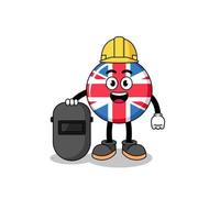 Mascot of united kingdom flag as a welder vector