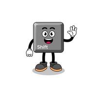 keyboard shift key cartoon doing wave hand gesture vector