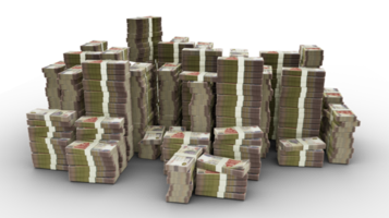 Big stack of Egyptian pound notes. A lot of money isolated on transparent background. 3d rendering of bundles of cash png