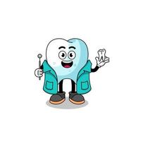 ilustración de la mascota del diente como dentista vector