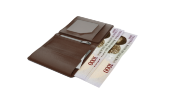 Representación 3d de billetes de naira nigerianos en billetera png