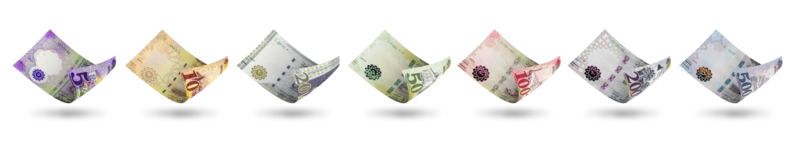 Set of Saudi Arabian riyal notes denominations. 3d illustration png