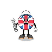 united kingdom flag illustration cartoon as a mechanic vector