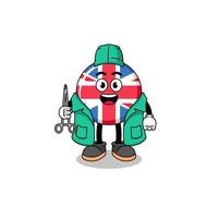 Illustration of united kingdom flag mascot as a surgeon vector