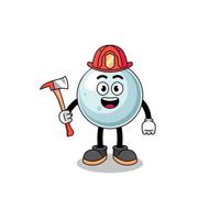 Cartoon mascot of silver ball firefighter vector