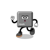 ejecutando la ilustración de la mascota de la tecla shift del teclado vector