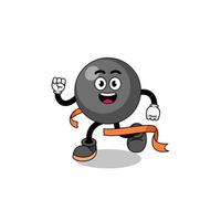 Mascot cartoon of dot symbol running on finish line vector