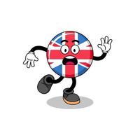 slipping united kingdom flag mascot illustration vector