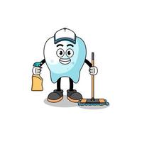 Character mascot of tooth as a cleaning services vector