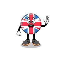 united kingdom flag cartoon doing wave hand gesture vector