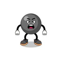 dot symbol cartoon illustration with angry expression vector