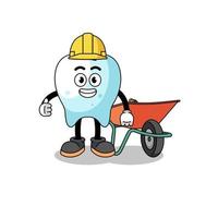 tooth cartoon as a contractor vector
