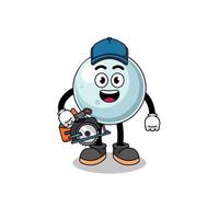 Cartoon Illustration of silver ball as a woodworker vector