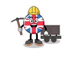 Mascot Illustration of united kingdom flag miner vector