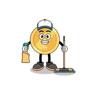 Character mascot of south korean won as a cleaning services vector