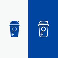 Bottle Game Recreation Sports Thermo Line and Glyph Solid icon Blue banner Line and Glyph Solid icon Blue banner vector