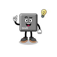 keyboard shift key cartoon with get an idea pose vector