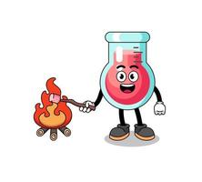 Illustration of laboratory beaker burning a marshmallow vector