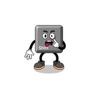 Character Illustration of keyboard shift key with tongue sticking out vector