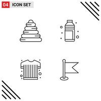 paquete de iconos de vector de stock de 4 signos y símbolos de línea para ropa deportiva de bebé alcohol chupito ropa deportiva elementos de diseño vectorial editables