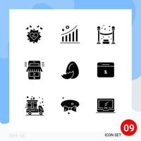 Modern Set of 9 Solid Glyphs and symbols such as easter shopping queue marketplace online Editable Vector Design Elements