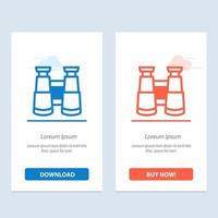 Binoculars Search Watch  Blue and Red Download and Buy Now web Widget Card Template vector