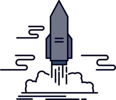 launch Publish App shuttle space Flat Color Icon Vector