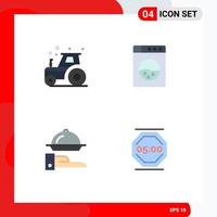 4 Flat Icon concept for Websites Mobile and Apps agriculture serving tractor food rest Editable Vector Design Elements