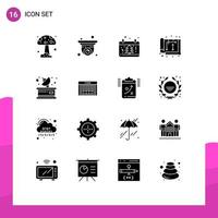 User Interface Pack of 16 Basic Solid Glyphs of communication house date home architect Editable Vector Design Elements