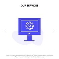 Our Services Online Support Service Technical Assistance Technical Support Web Maintenance Solid Glyph Icon Web card Template vector