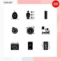 9 iconos creativos, signos y símbolos modernos de reloj inteligente, punto de acceso, escala, mapa de Internet, elementos de diseño vectorial editables vector