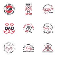 Happy fathers day 9 Black and Pink vintage retro type font Illustrator eps10 Editable Vector Design Elements