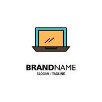 Computer Desktop Device Hardware Pc Business Logo Template Flat Color vector