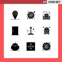 Group of 9 Solid Glyphs Signs and Symbols for bus joystick education building control home Editable Vector Design Elements