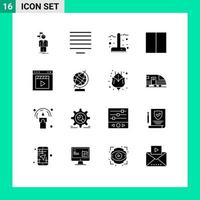Set of 16 Modern UI Icons Symbols Signs for browser layout autumn interface season Editable Vector Design Elements