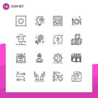 Pictogram Set of 16 Simple Outlines of megaphone advertising video ice restaurant Editable Vector Design Elements