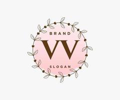 logotipo femenino vv inicial. utilizable para logotipos de naturaleza, salón, spa, cosmética y belleza. elemento de plantilla de diseño de logotipo de vector plano.