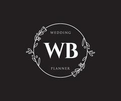logo femenino wb inicial. utilizable para logotipos de naturaleza, salón, spa, cosmética y belleza. elemento de plantilla de diseño de logotipo de vector plano.