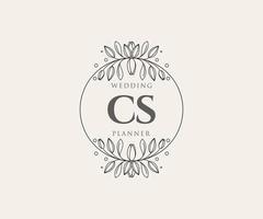 colección de logotipos de monograma de boda con letras iniciales cs, plantillas florales y minimalistas modernas dibujadas a mano para tarjetas de invitación, guardar la fecha, identidad elegante para restaurante, boutique, café en vector