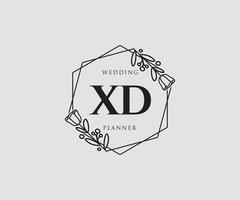 Initial XD feminine logo. Usable for Nature, Salon, Spa, Cosmetic and Beauty Logos. Flat Vector Logo Design Template Element.