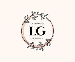 LG Initials letter Wedding monogram logos collection, hand drawn modern minimalistic and floral templates for Invitation cards, Save the Date, elegant identity for restaurant, boutique, cafe in vector