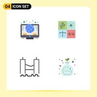 Modern Set of 4 Flat Icons and symbols such as online bridge coins development harbor Editable Vector Design Elements