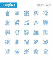 25 Blue viral Virus corona icon pack such as petri magnifying building interfac devirus viral coronavirus 2019nov disease Vector Design Elements