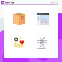 Mobile Interface Flat Icon Set of 4 Pictograms of box source no design muscle Editable Vector Design Elements