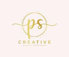 Initial PS feminine logo. Usable for Nature, Salon, Spa, Cosmetic and Beauty Logos. Flat Vector Logo Design Template Element.