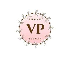 Initial VP feminine logo. Usable for Nature, Salon, Spa, Cosmetic and Beauty Logos. Flat Vector Logo Design Template Element.