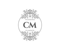 CM Initials letter Wedding monogram logos collection, hand drawn modern minimalistic and floral templates for Invitation cards, Save the Date, elegant identity for restaurant, boutique, cafe in vector