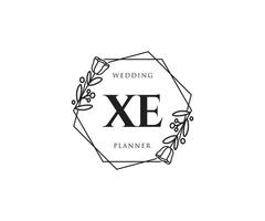 Initial XE feminine logo. Usable for Nature, Salon, Spa, Cosmetic and Beauty Logos. Flat Vector Logo Design Template Element.