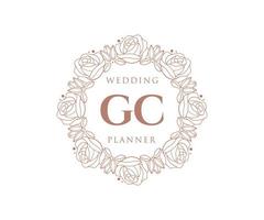 colección de logotipos de monogramas de boda con letras iniciales gc, plantillas florales y minimalistas modernas dibujadas a mano para tarjetas de invitación, guardar la fecha, identidad elegante para restaurante, boutique, café en vectores