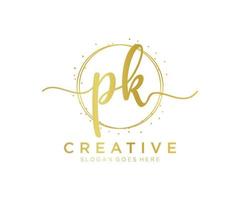 Initial PK feminine logo. Usable for Nature, Salon, Spa, Cosmetic and Beauty Logos. Flat Vector Logo Design Template Element.